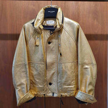 Load image into Gallery viewer, Saint Laurent Gold leather jacket Sz 36 - LuxyBrand
