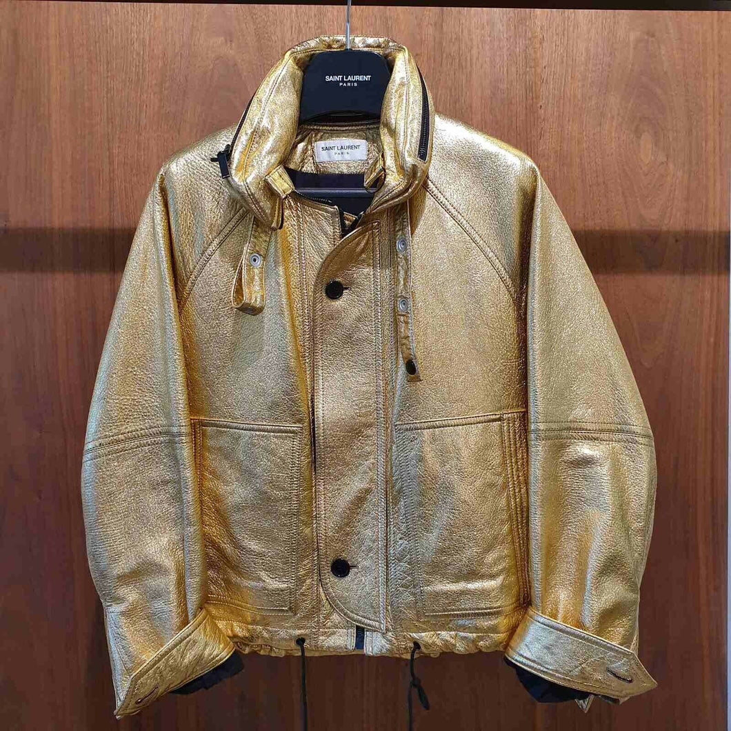 Saint Laurent Gold leather jacket Sz 36 - LuxyBrand