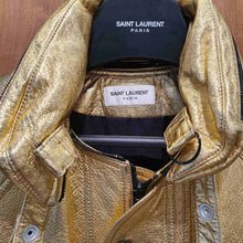 Load image into Gallery viewer, Saint Laurent Gold leather jacket Sz 36 - LuxyBrand
