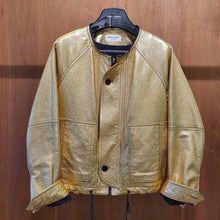 Load image into Gallery viewer, Saint Laurent Gold leather jacket Sz 36 - LuxyBrand
