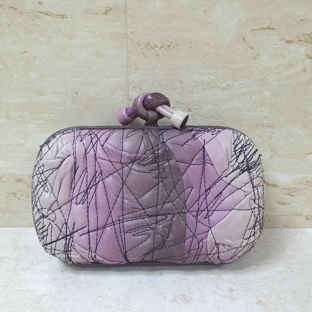 Bottega Veneta Nappa Stiched Knot Orchid Clutch - LuxyBrand