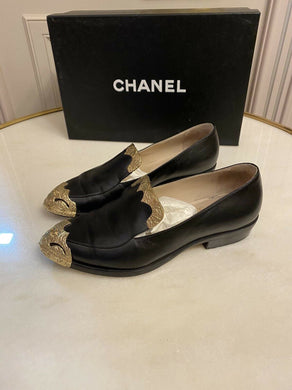 Chanel Dallas Leather Loafers Shoes Sz 37 - LuxyBrand