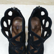 Load image into Gallery viewer, ALAIA Cut Out Wave Black Suede Sandals Heels Open Toe Sz. 38,5 - LuxyBrand
