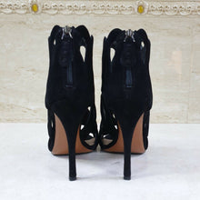 Load image into Gallery viewer, ALAIA Cut Out Wave Black Suede Sandals Heels Open Toe Sz. 38,5 - LuxyBrand
