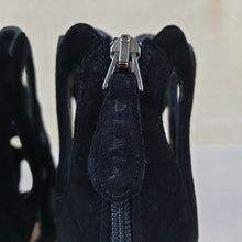 Load image into Gallery viewer, ALAIA Cut Out Wave Black Suede Sandals Heels Open Toe Sz. 38,5 - LuxyBrand
