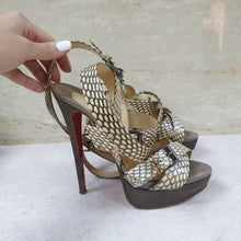 Load image into Gallery viewer, Christian Louboutin Beige Cobra Toutenkaboucle Strappy Platform Sandals Size 38 - LuxyBrand
