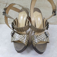 Load image into Gallery viewer, Christian Louboutin Beige Cobra Toutenkaboucle Strappy Platform Sandals Size 38 - LuxyBrand
