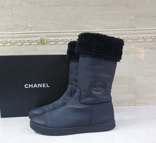 Load image into Gallery viewer, Chanel Black Leather Winter Boots Sz. 40 - LuxyBrand
