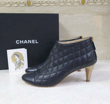 Load image into Gallery viewer, Chanel  Black Leather Logo CC Ankle Boots Booties Sz. 40 - LuxyBrand
