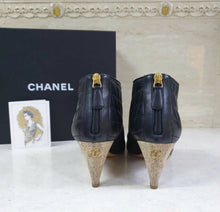 Load image into Gallery viewer, Chanel  Black Leather Logo CC Ankle Boots Booties Sz. 40 - LuxyBrand
