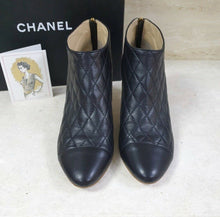 Load image into Gallery viewer, Chanel  Black Leather Logo CC Ankle Boots Booties Sz. 40 - LuxyBrand
