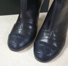 Load image into Gallery viewer, Chanel  Black Leather Logo CC Ankle Boots Booties Sz. 39,5 - LuxyBrand
