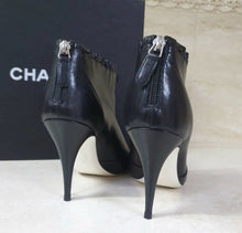 Load image into Gallery viewer, Chanel  Black Leather Logo CC Ankle Boots Booties Sz. 39,5 - LuxyBrand
