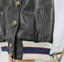 Load image into Gallery viewer, GUCCI  Hollywood BOMBER LEATHER JACKET Sz.40 - LuxyBrand
