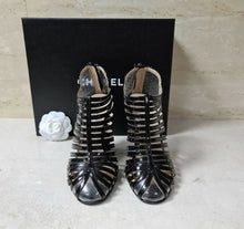 Load image into Gallery viewer, Chanel Transparent Black Patent Leather Sandals Size 38 - LuxyBrand
