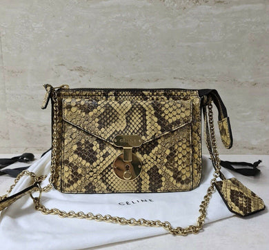 Celine Python Leather Chain  Shoulder Bag - LuxyBrand