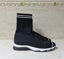 Load image into Gallery viewer, Fendi Womens Stretch-knit sneakers Black Sneakers High top Sz.39 - LuxyBrand
