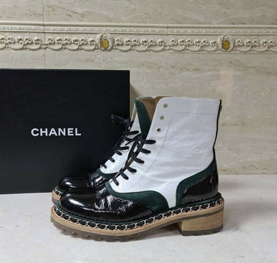 Chanel Multicolor Leather Ankle Boots CC Sz.39 - LuxyBrand