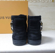 Load image into Gallery viewer, LOUIS VUITTON BLACK SUEDE EMBELLISHED SNEAKERS SZ 38/ 8
