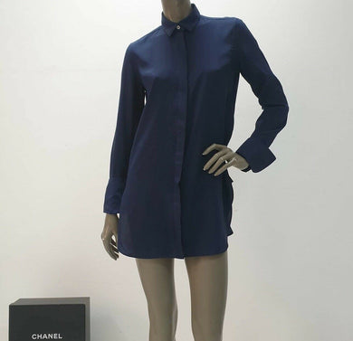 Celine Navy Silk Blouse Sz.38 - LuxyBrand