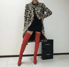 Load image into Gallery viewer, Chanel  Paris Moscow Red Leather Over Knee Wadge Boots Sz. 37,5 - LuxyBrand
