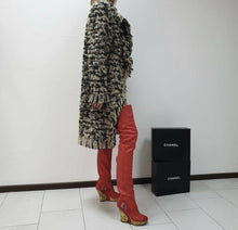 Load image into Gallery viewer, Chanel  Paris Moscow Red Leather Over Knee Wadge Boots Sz. 37,5 - LuxyBrand
