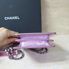 Load image into Gallery viewer, Chanel Pink Patent Leather CC Phone Holder Crossbody Bag - LuxyBrand
