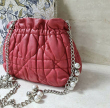 Load image into Gallery viewer, Dior Red Cannage Leather Limited Edition Faux Pearl Chain Bag - LuxyBrand
