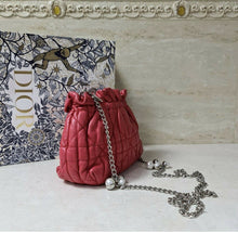 Load image into Gallery viewer, Dior Red Cannage Leather Limited Edition Faux Pearl Chain Bag - LuxyBrand
