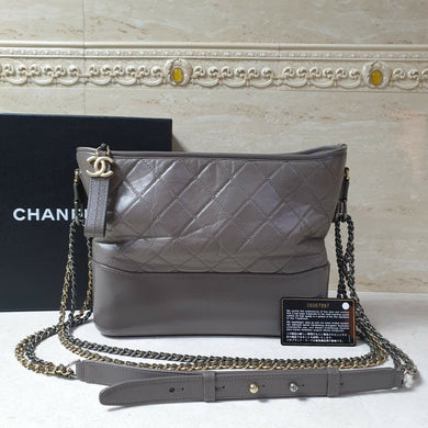 Chanel Gray Aged Calfskin Gabriel Hobo Bag - LuxyBrand