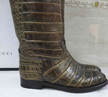 Load image into Gallery viewer, Gucci Brown Crocodile Leather Riding Boots Sz.40
