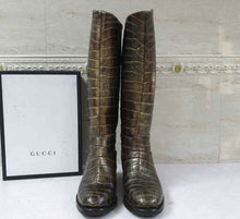 Load image into Gallery viewer, Gucci Brown Crocodile Leather Riding Boots Sz.40
