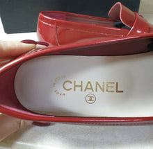 Load image into Gallery viewer, Chanel CC Logo Red Patent Leather Loafers Shoes Sz 38 - LuxyBrand
