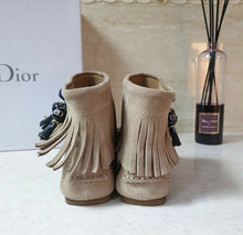 Load image into Gallery viewer, Dior Fringe Beige Suede Mocassin Boots Sz 38.5 - LuxyBrand
