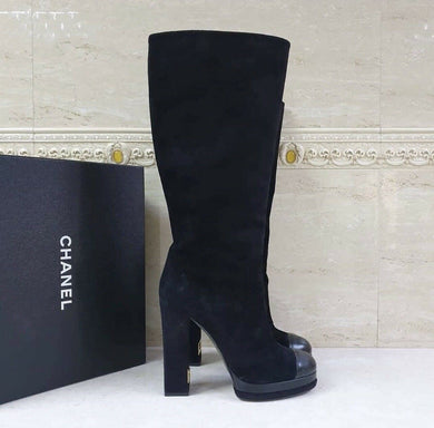 Chanel Black Leather Boots Sz. 39 - LuxyBrand