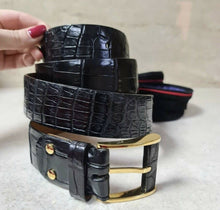 Load image into Gallery viewer, Zilli Black Crocodile Leather Belt 105 cm - LuxyBrand
