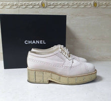 Load image into Gallery viewer, Chanel Pink Leather Oxfords Loafers Wedges Shoes Sz 38,5 - LuxyBrand
