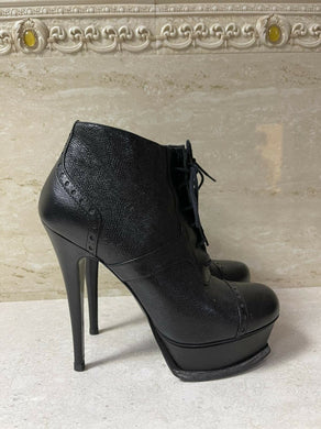 Yves Saint Laurent Black Platform Heels Booties Sz.37 - LuxyBrand