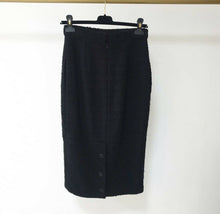 Load image into Gallery viewer, Chanel Black Tweed Midi CC Buttons Skirt size 38
