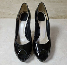 Load image into Gallery viewer, Dior Black Patent Leather Open Toe Pumps Heels Shoes Sz 39,5 - LuxyBrand
