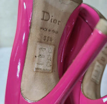 Load image into Gallery viewer, Dior Pink Patent Leather Open Toe Pumps Heels Shoes Sz 39,5 - LuxyBrand
