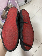 Load image into Gallery viewer, CHANEL Black Red CC Logo Textile Leather Sneakers Trainers Sz.38,5 - LuxyBrand
