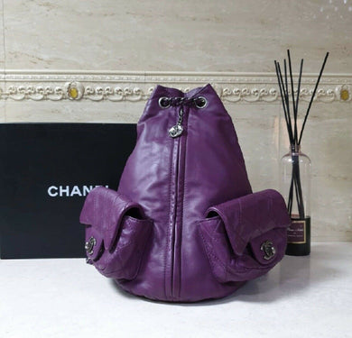 Chanel Purple Lambskin Large Backpack - LuxyBrand