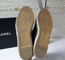 Load image into Gallery viewer, Chanel Black Leather CC Logo Espadrilles Size 37
