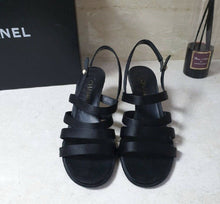 Load image into Gallery viewer, Chanel Satin Pearl CC Heeled Sandals Size 39
