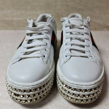 Load image into Gallery viewer, Gucci Crystal Wedge Leather Ace Sneakers Sz.37
