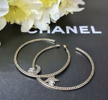 Load image into Gallery viewer, Chanel Crystal Moon Star CC Massive Hoop Earrings - LuxyBrand
