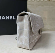 Load image into Gallery viewer, Chanel Classic Flap Travel Line Cc Logo Jacquard 7137 Beige Nylon Shoulder Bag - LuxyBrand
