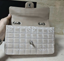 Load image into Gallery viewer, Chanel Classic Flap Travel Line Cc Logo Jacquard 7137 Beige Nylon Shoulder Bag - LuxyBrand
