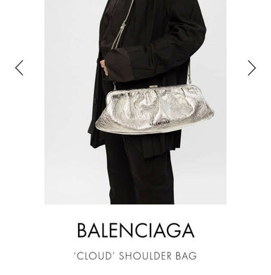 BALENCIAGA Cloud crackled metallic-leather cross-body bag - LuxyBrand